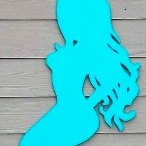 Turquoise Mermaid Silhouette Sign for Indoor or Outdoor